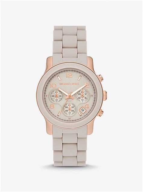 michael kors oversized runway two-tone watch
